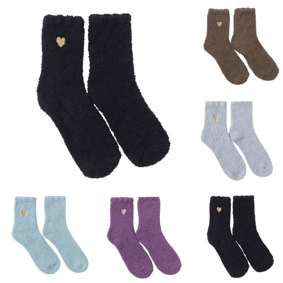 5 Pairs Women Fuzzy Socks Fluffy Warm Winter Soft Socks Slipper Stocking Stuff Gifts for Women
