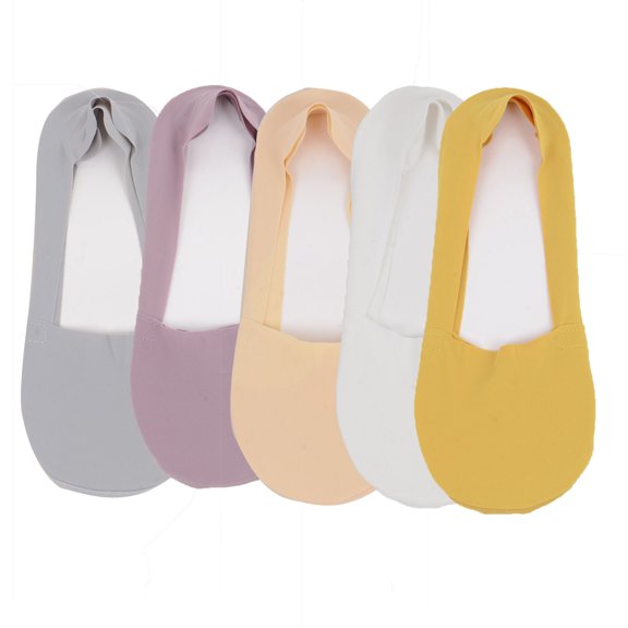 5 Pairs Women Ice Silk Low Cut Liner Socks Deep Cut Design Anti-Slip Cotton Sole Breathable Invisible Socks for Flats - 5 pcs-B