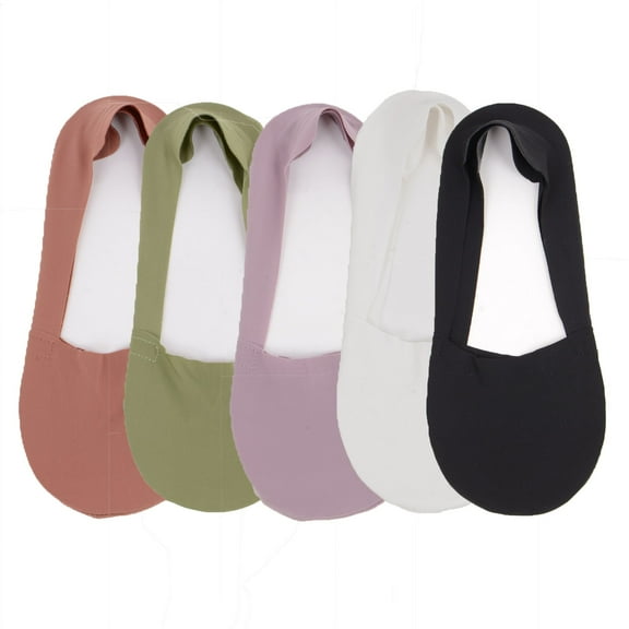 5 Pairs Women Ice Silk Low Cut Liner Socks Deep Cut Design Anti-Slip Cotton Sole Breathable Invisible Socks for Flats - 5 pcs-D