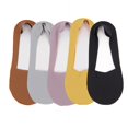 thumbnail image 1 of 5 Pairs Women Ice Silk Low Cut Liner Socks Deep Cut Design Anti-Slip Cotton Sole Breathable Invisible Socks for Flats - 5 pcs-F, 1 of 6