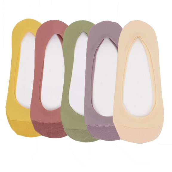 5 Pairs Women Low Cut Invisible Liner Socks Soft Stretch Mesh Top with Reinforced Toe and Moisture-Wicking Terry Cotton Sole - 5 pcs-H