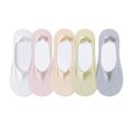 thumbnail image 1 of 5 Pairs Women Low Cut No Show Socks Breathable Stretch Knit Liner Design Anti-Slip Heel Grip for Flats and Loafers - 5 pcs-B, 1 of 7