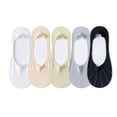 thumbnail image 1 of 5 Pairs Women Low Cut No Show Socks Breathable Stretch Knit Liner Design Anti-Slip Heel Grip for Flats and Loafers - 5 pcs-F, 1 of 7