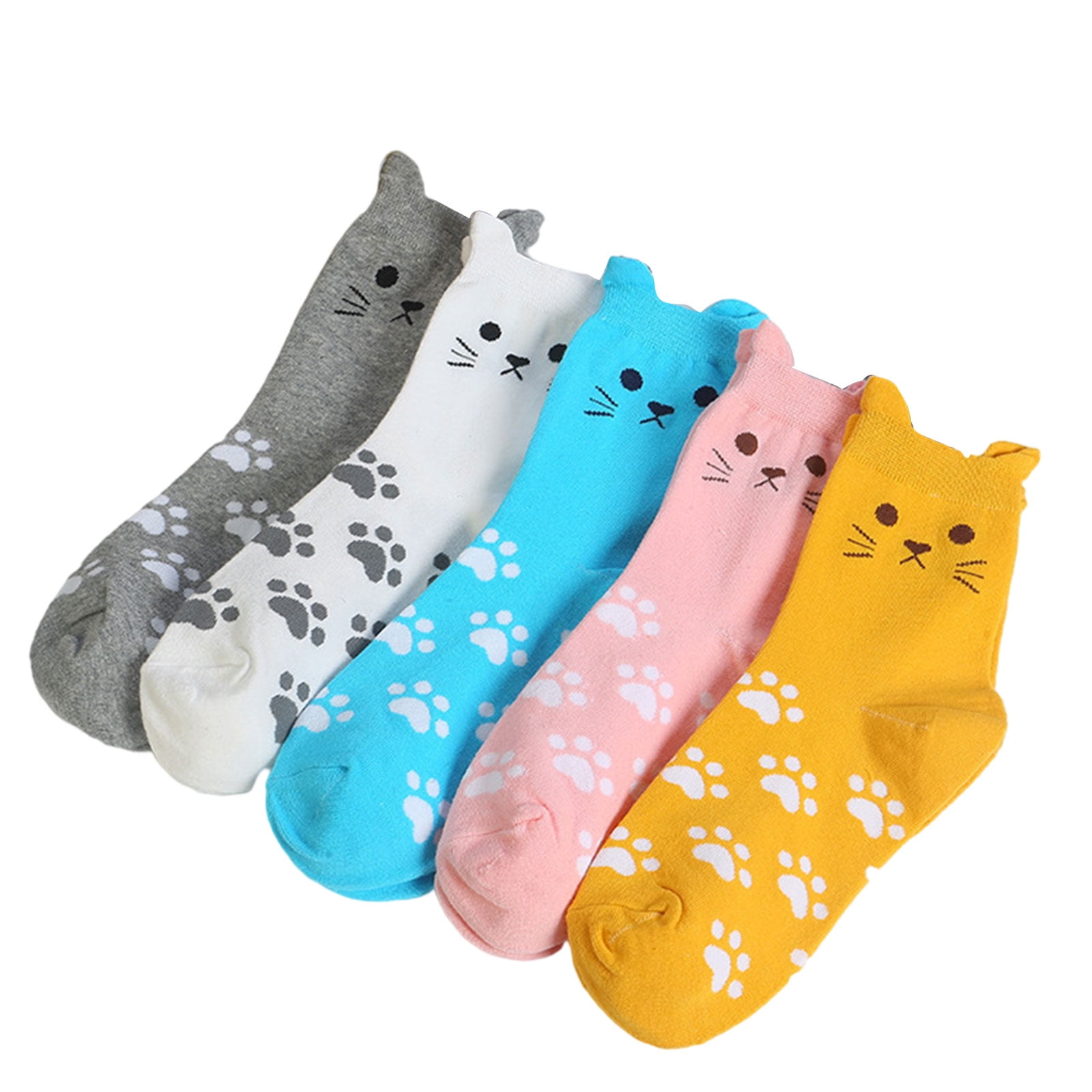 RATIVE Women's Fun Animal Socks 10-Pack - Cute Cat Paw & Animal Face Novelty Socks, Gifts For Cat Lovers
