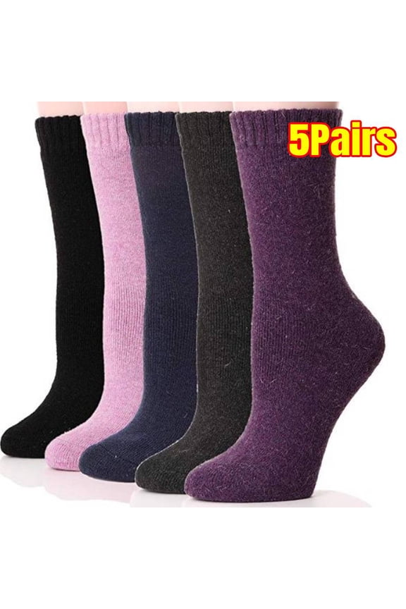 5 Pairs Women Merino Wool Boot Socks Warm Thermal Winter Thick Hiking Comfy Socks for Ladies