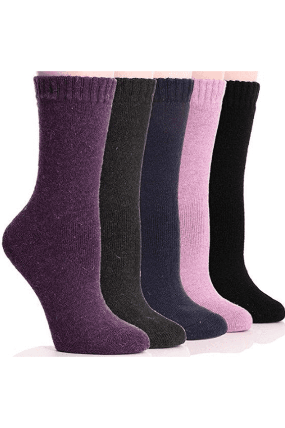5 Pairs Women Merino Wool Boot Socks Warm Thermal Winter Thick Hiking Cozy Cabin Crew Comfy Socks for Ladies