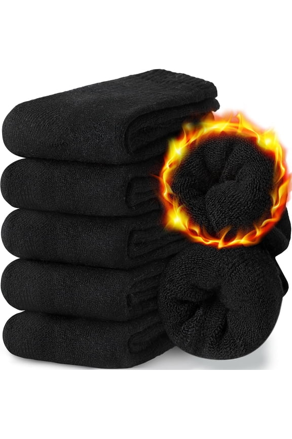 5 Pairs Women Merino Wool Boot Socks Warm Thermal Winter Thick Hiking Cozy Cabin Crew Comfy Socks for Ladies