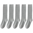 thumbnail image 1 of 5 Pairs Women Ribbed Knit Cotton Over The Calf Socks with Thick Double Stitching Classical Solid Color Knee Length Socks, 1 of 16