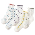 thumbnail image 1 of 5 Pairs Women Ruffle Crew Socks, Cute Floral Cotton Casual Socks, 1 of 8