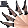 thumbnail image 1 of 5 Pairs Women Sheer Floral Socks Lace socks Thin Sock See Through Sock for Women Ladies, 1 of 7
