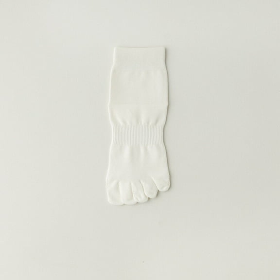 5 Pairs Women Solid Cotton Toe Socks Mid Calf Sports Stretch Toe Separator Socks