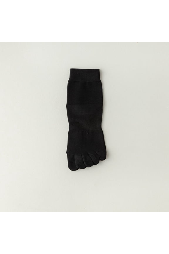 5 Pairs Women Solid Cotton Toe Socks Mid Calf Sports Stretch Toe Separator Socks