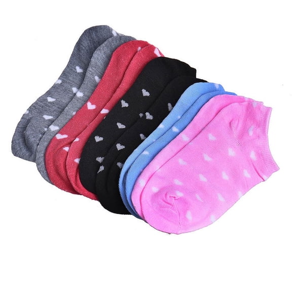 5 Pairs Women Sports Casual Low Cut Cotton Socks with Heart Dot Pattern All Cotton Comfortable Socks