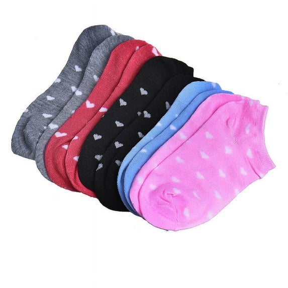 5 Pairs Women Sports Casual Low Cut Cotton Socks with Heart Dot Pattern All Cotton Comfortable Socks