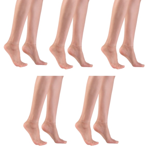 5 Pairs Women Super Thin Sheer Ankle Socks Breathable Nylon Hosiery Silk Texture Nonslip Cuffs Low Cut Short Boat Socks