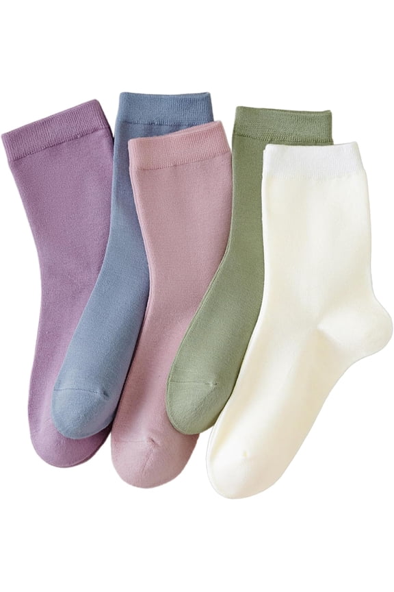 5 Pairs Women Thin Viscose Bamboo Socks Crew Lightweight Above Ankle Casual Dress Sock For Ladies Bootie Trouser