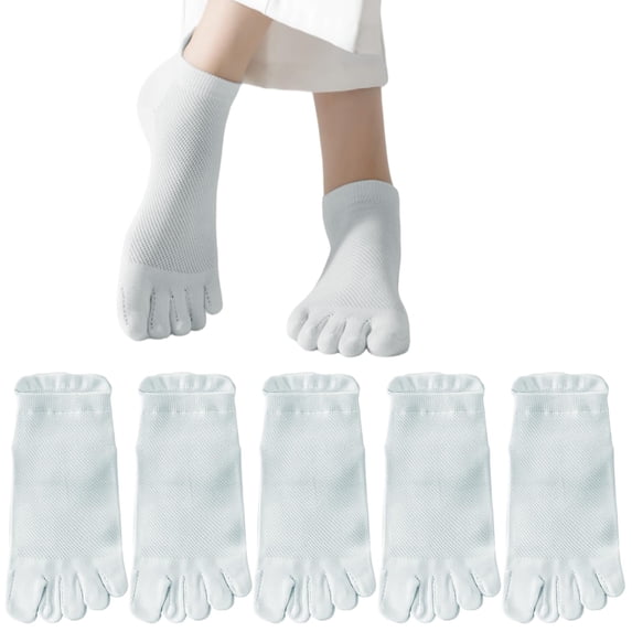 5 Pairs Women Toe Socks, Cotton Breathable Five Finger Ankle Socks for Athletic Sports Workout Running Walking, US 5-10