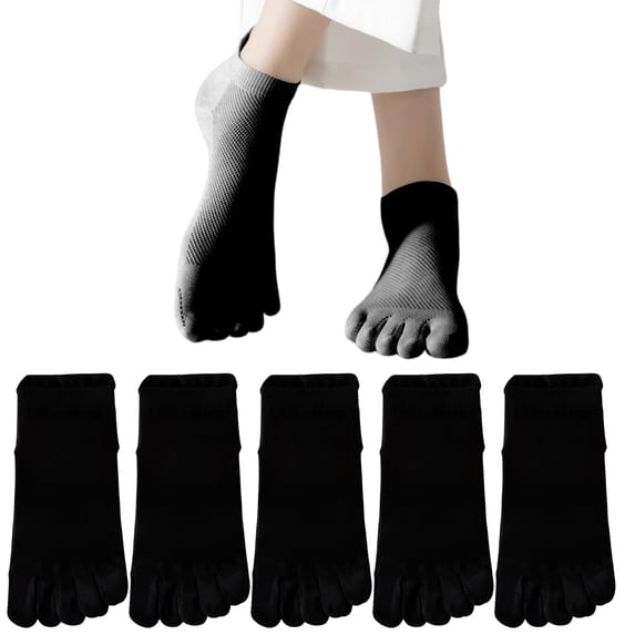 5 Pairs Women Toe Socks, Cotton Breathable Five Finger Ankle Socks for Athletic Sports Workout Running Walking, US 5-10