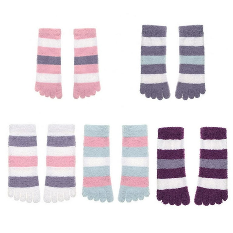 5 Pairs Women Toe Socks Fuzzy Toe Socks Winter Warm Toe Socks Five Toe  Socks for Girls Women