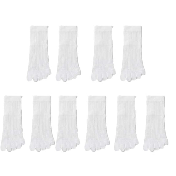 5 Pairs Women's Bamboo Fiber Toe Socks, Summer Breathable Mesh Five Finger Ankle Socks Low Cut Running Athletic Socks, White