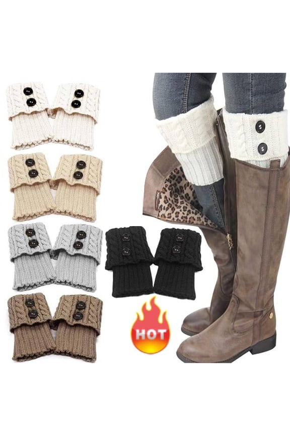 5 Pairs Women's Boot Cuffs Boot Socks Winter Warm Crochet Knitted Boot Cuffs Topper Socks Short Leg Warmers Gifts