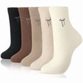 thumbnail image 1 of 5 Pairs Women's Bow Fuzzy Socks Winter Soft Slipper Socks Coquette Stuff Fluffy Thick Home Sleeping, 1 of 5