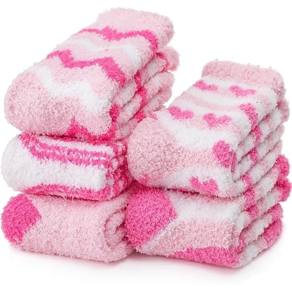 5 Pairs Women's Bow Fuzzy Socks Winter Soft Slipper Socks Coquette Stuff Fluffy Thick Home Sleeping