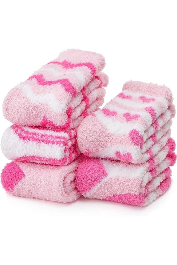 5 Pairs Women's Bow Fuzzy Socks Winter Soft Slipper Socks Coquette Stuff Fluffy Thick Home Sleeping