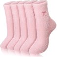 thumbnail image 1 of 5 Pairs Women's Bow Fuzzy Socks Winter Soft Slipper Socks Coquette Stuff Fluffy Thick Spa Home Sleeping, 1 of 7