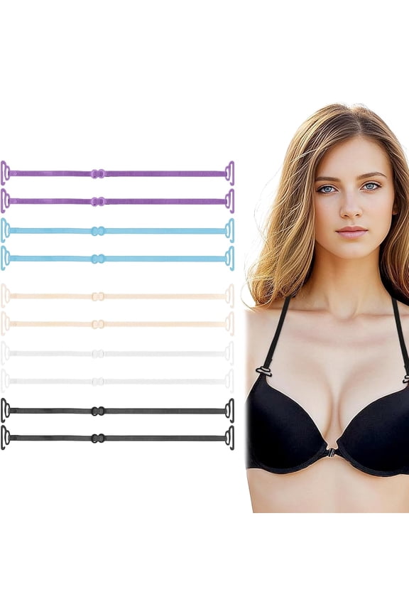 5 Pairs Women's Bra Straps Replacement, Adjustable Bra Shoulder Straps Elastic Non-Slip Lingerie Straps, 5mm Width Removable Intimates Accessories for Women Girls (Black, White, Beige, Blue, Purple)
