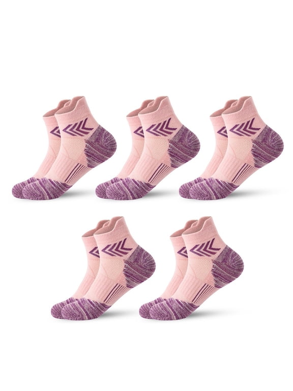 5 Pairs Women's Cushioned Athletic Ankle Socks Low Cut Running Socks With Arch Support For Marathon, Tennis, Gym