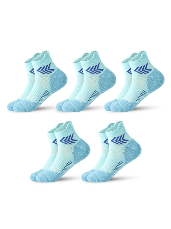 5 Pairs Women's Cushioned Athletic Ankle Socks Low Cut Running Socks With Arch Support For Marathon, Tennis, Gym