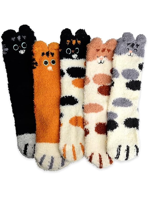 5 Pairs Womens Cute Cat Animal Socks, Gifts for Women Wife Mom, Cat Gifts for Cat Lovers Girlfriend Daughter for Birthday Christmas