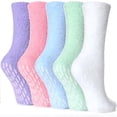 thumbnail image 1 of 5 Pairs Women's Fuzzy Socks with Non-Slip Grips, Soft Fluffy Slipper Ankle Socks for Winter Warmth, Home Sleep & Hospital Use, 1 of 8