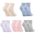 thumbnail image 1 of 5 Pairs Women's Fuzzy Socks with Non-Slip Grips, Soft Fluffy Slipper Ankle Socks for Winter Warmth, Home Sleep & Hospital Use, 1 of 7