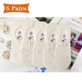 thumbnail image 1 of 5 Pairs Women's Invisible Breathable Boat Socks No Show Thin Mesh Lace Solid Non-Slip Cotton Short Socks for Fashionable Comfort, 1 of 9