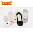 thumbnail image 1 of 5 Pairs Women's Invisible Breathable Boat Socks No Show Thin Mesh Lace Solid Non-Slip Cotton Short Socks for Fashionable Comfort, 1 of 9