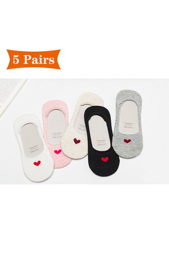 5 Pairs Women's Invisible Breathable Boat Socks No Show Thin Mesh Lace Solid Non-Slip Cotton Short Socks for Fashionable Comfort