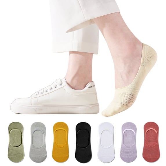 LDU No Show Socks Women, Ultra Thin Mesh Breathable Fabric Invisible Non-Slip Socks, 6Pairs