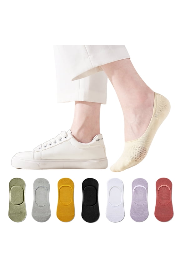 No Show Socks Women, Ultra Thin Mesh Breathable Fabric Invisible Non-Slip Socks, 6Pairs