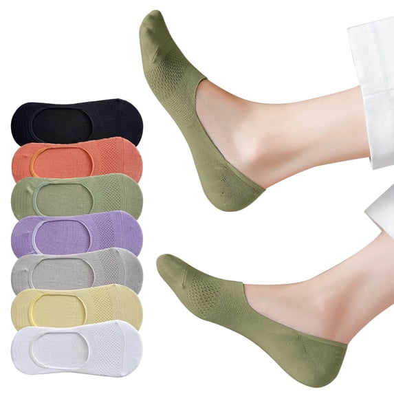 LDU No Show Socks Women, Ultra Thin Mesh Breathable Fabric Invisible Non-Slip Socks, 6Pairs