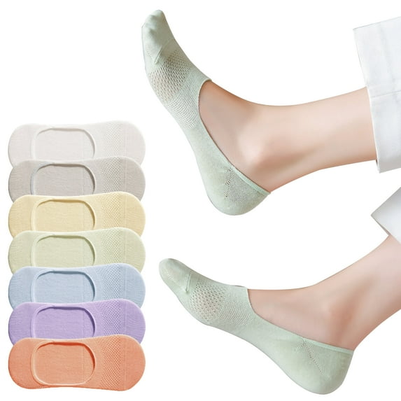 LDU No Show Socks Women, Ultra Thin Mesh Breathable Fabric Invisible Non-Slip Socks, 6Pairs