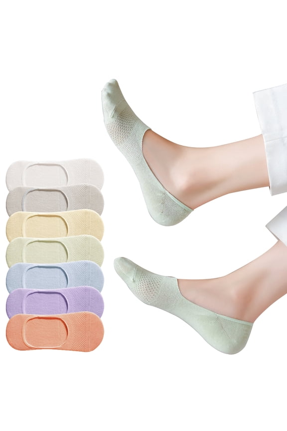 No Show Socks Women, Ultra Thin Mesh Breathable Fabric Invisible Non-Slip Socks, 6Pairs