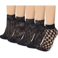 thumbnail image 1 of 5 Pairs Women's Lace Ankle Socks Mesh Lace Fishnet Ankle Socks for Girls Accessories Dress, 1 of 6