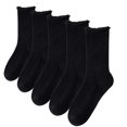 thumbnail image 1 of 5 Pairs Women's Ruffle Crew Socks - Breathable Stretchy Comfort One Size, Black, 1 of 1