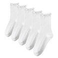 thumbnail image 1 of 5 Pairs Women's Ruffle Crew Socks - Breathable Stretchy Comfort One Size, White, 1 of 1