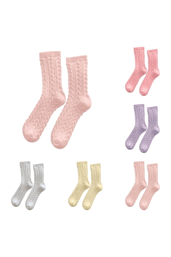 5 Pairs Women's Slouch Crew Socks Retro Solid Scrunch Boot Chunky Ribbed Cozy Cotton Calf Socks 5 Pack Size 5-11