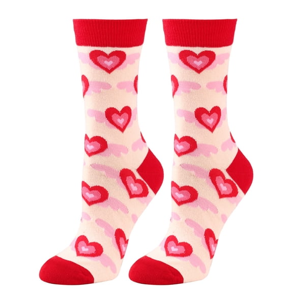 5 Pairs Women's Socks Cute Heart Patterned,Thick Coral ,Warm Cozy Socks Winter Socks for Women,Autumn Winter Use Red,Red