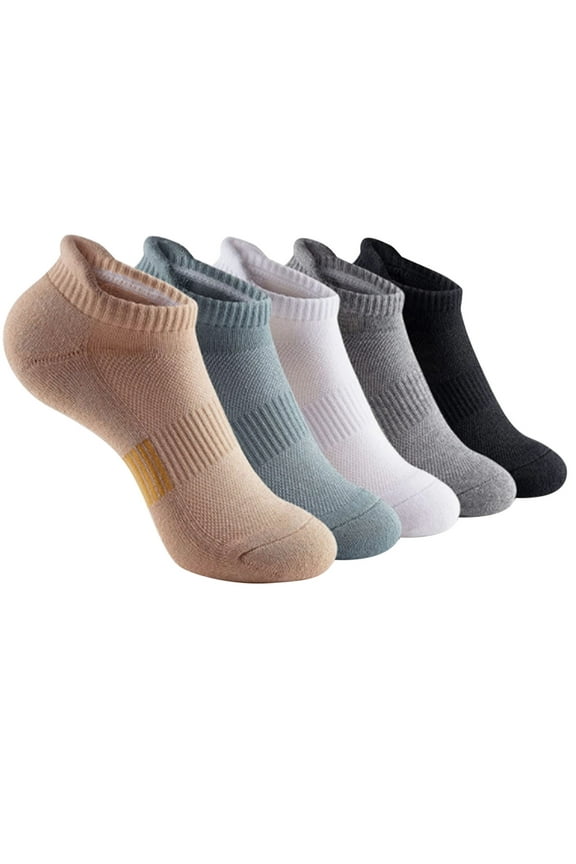 5 Pairs Women's Socks Solid Color Thick Warm Breathable Outdoor Sports Socks Anti-slid Athletic Running Novelty Casual Invisible Liner Socks