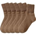 thumbnail image 1 of 5 Pairs Women's Solid Mid-Calf Socks - Cozy Fall Ankle Socks for Boots & Leggings, Retro Slouchy Scrunch Knit Crew Socks, 1 of 7